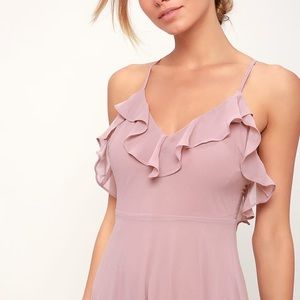 METROPOLITAN MAUVE RUFFLED MAXI DRESS LULUS 678692